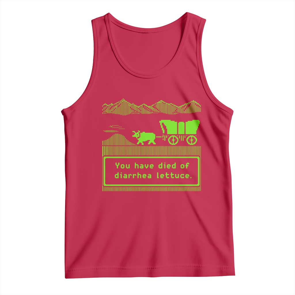 Retro 8-Bit Pixel 80s Game Over Parody Graphic Tank Top You Have Died Of Diarrhea Lettuce