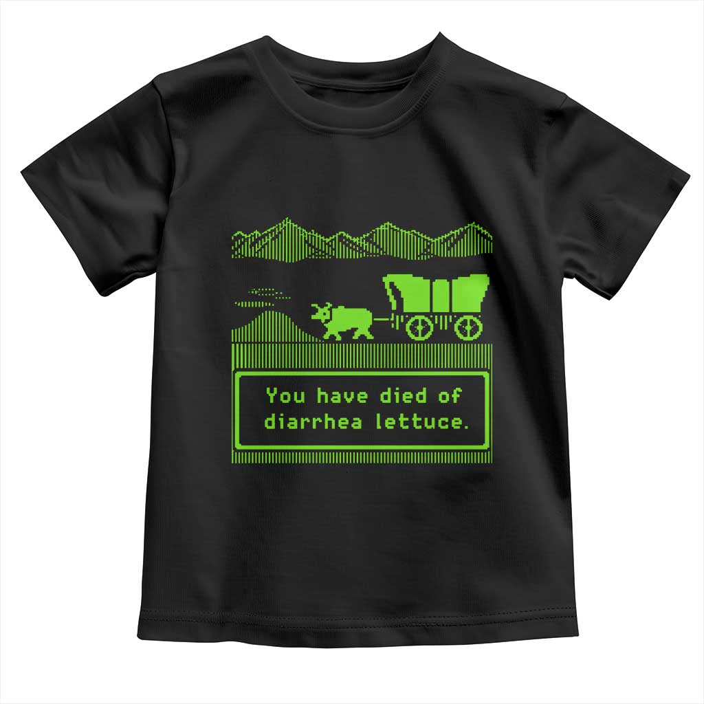 Retro 8-Bit Pixel 80s Game Over Parody Graphic Toddler T Shirt You Have Died Of Diarrhea Lettuce