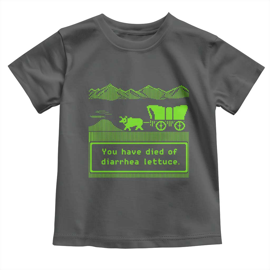 Retro 8-Bit Pixel 80s Game Over Parody Graphic Toddler T Shirt You Have Died Of Diarrhea Lettuce