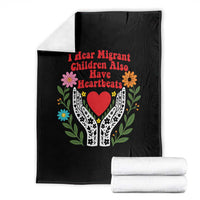 I Hear Migrant Children Also Have Heartbeats Throw Blanket Groovy Retro Floral Hands Heart Social Justice