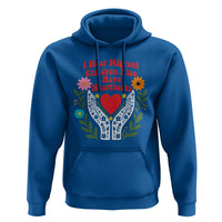 I Hear Migrant Children Also Have Heartbeats Hoodie Groovy Retro Floral Hands Heart Social Justice