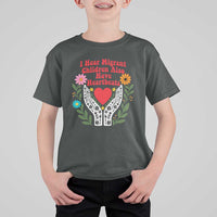 I Hear Migrant Children Also Have Heartbeats T Shirt For Kid Groovy Retro Floral Hands Heart Social Justice