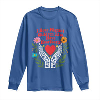 I Hear Migrant Children Also Have Heartbeats Long Sleeve Shirt Groovy Retro Floral Hands Heart Social Justice