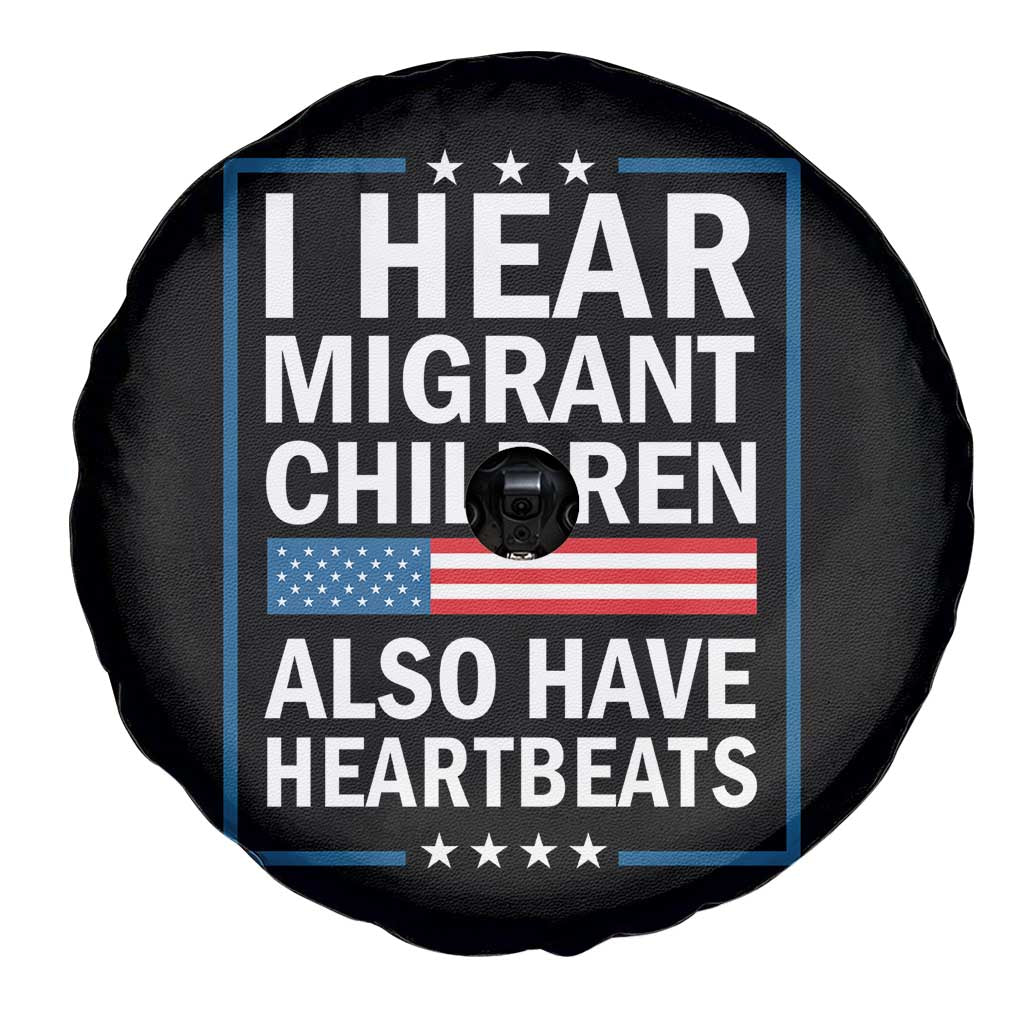 I Hear Migrant Children Also Have Heartbeats Spare Tire Cover Patriotic American Flag Human Rights