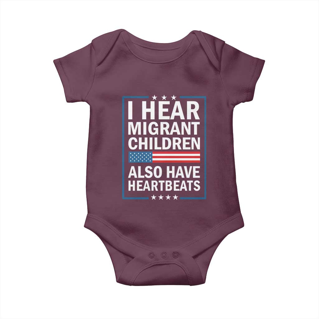 I Hear Migrant Children Also Have Heartbeats Baby Onesie Patriotic American Flag Human Rights