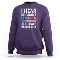 I Hear Migrant Children Also Have Heartbeats Sweatshirt Patriotic American Flag Human Rights