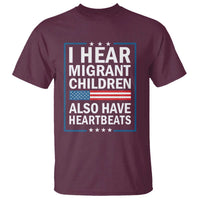 I Hear Migrant Children Also Have Heartbeats T Shirt Patriotic American Flag Human Rights