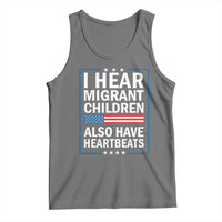 I Hear Migrant Children Also Have Heartbeats Tank Top Patriotic American Flag Human Rights