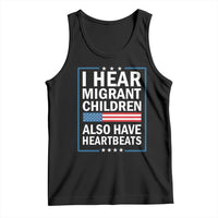 I Hear Migrant Children Also Have Heartbeats Tank Top Patriotic American Flag Human Rights