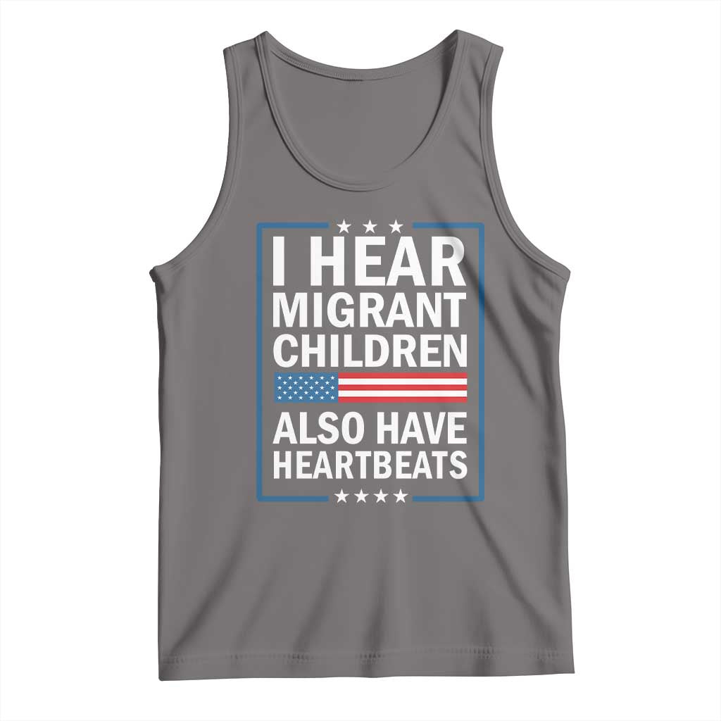 I Hear Migrant Children Also Have Heartbeats Tank Top Patriotic American Flag Human Rights