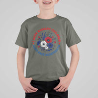 I Hear Migrant Children Also Have Heartbeats T Shirt For Kid Patriotic Red White Blue Floral Human Rights