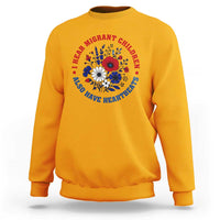 I Hear Migrant Children Also Have Heartbeats Sweatshirt Patriotic Red White Blue Floral Human Rights