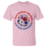 I Hear Migrant Children Also Have Heartbeats T Shirt Patriotic Red White Blue Floral Human Rights