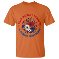 I Hear Migrant Children Also Have Heartbeats T Shirt Patriotic Red White Blue Floral Human Rights