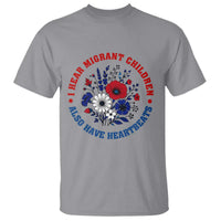 I Hear Migrant Children Also Have Heartbeats T Shirt Patriotic Red White Blue Floral Human Rights