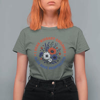 I Hear Migrant Children Also Have Heartbeats T Shirt For Women Patriotic Red White Blue Floral Human Rights