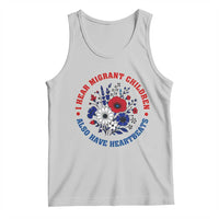 I Hear Migrant Children Also Have Heartbeats Tank Top Patriotic Red White Blue Floral Human Rights