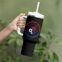 I Hear Migrant Children Also Have Heartbeats Tumbler With Handle Patriotic Red White Blue Floral Human Rights