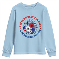 I Hear Migrant Children Also Have Heartbeats Youth Sweatshirt Patriotic Red White Blue Floral Human Rights