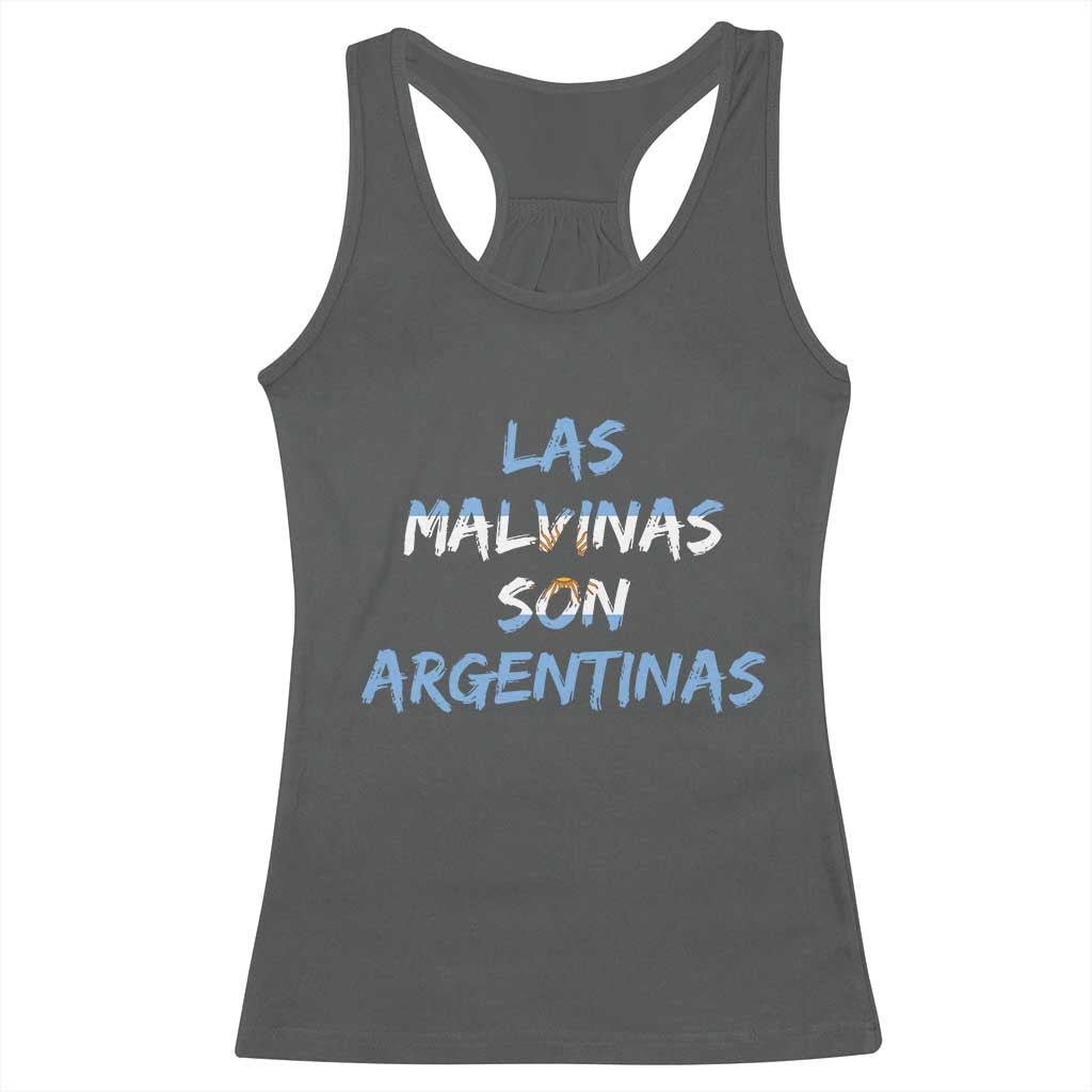 Patriotic Las Malvinas Son Argentinas Flag Racerback Tank Top Argentine Heritage Sun of May Argentina Sovereignty