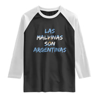 Patriotic Las Malvinas Son Argentinas Flag Raglan Shirt Argentine Heritage Sun of May Argentina Sovereignty