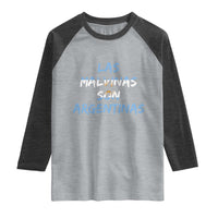 Patriotic Las Malvinas Son Argentinas Flag Raglan Shirt Argentine Heritage Sun of May Argentina Sovereignty