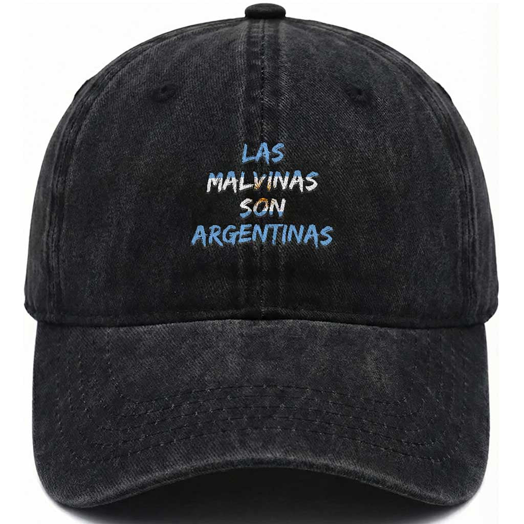 Patriotic Las Malvinas Son Argentinas Flag Washed Cotton Baseball Cap Argentine Heritage Sun of May Argentina Sovereignty