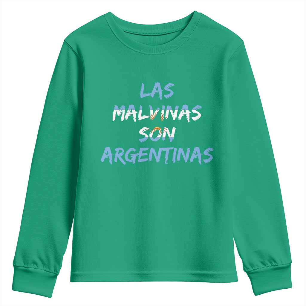 Patriotic Las Malvinas Son Argentinas Flag Youth Sweatshirt Argentine Heritage Sun of May Argentina Sovereignty