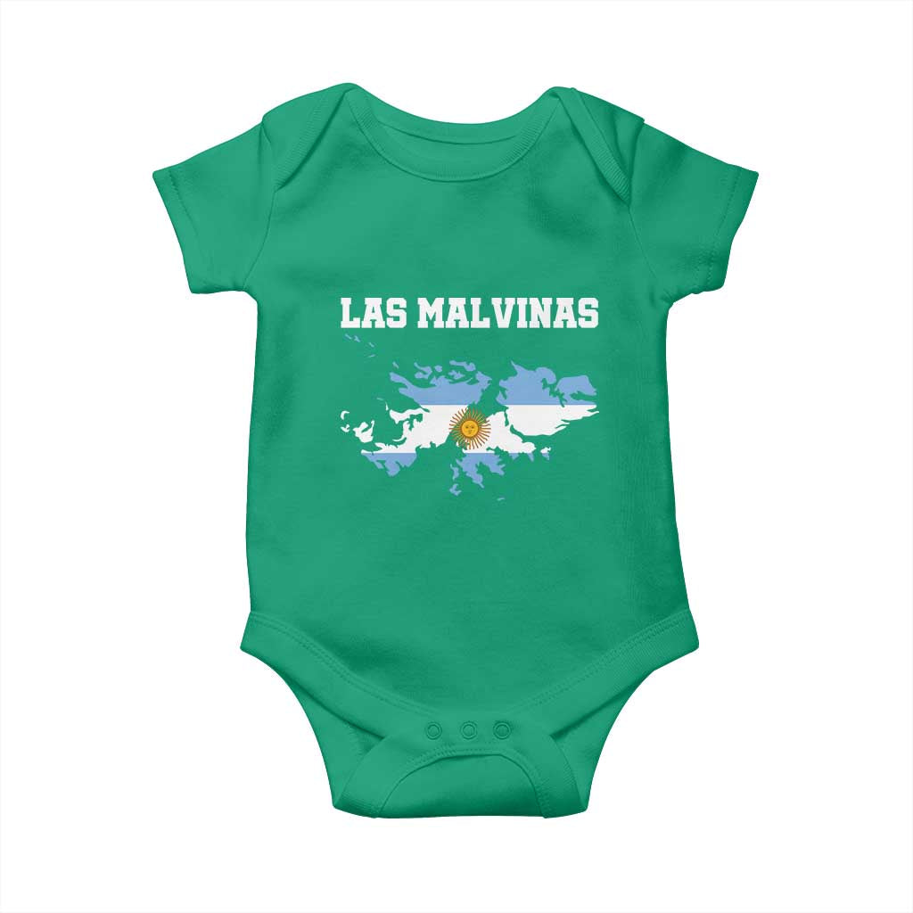 Las Malvinas Island Map Flag Graphic Baby Onesie Patriotic Sovereignty Argentine Heritage Sun of May Pride