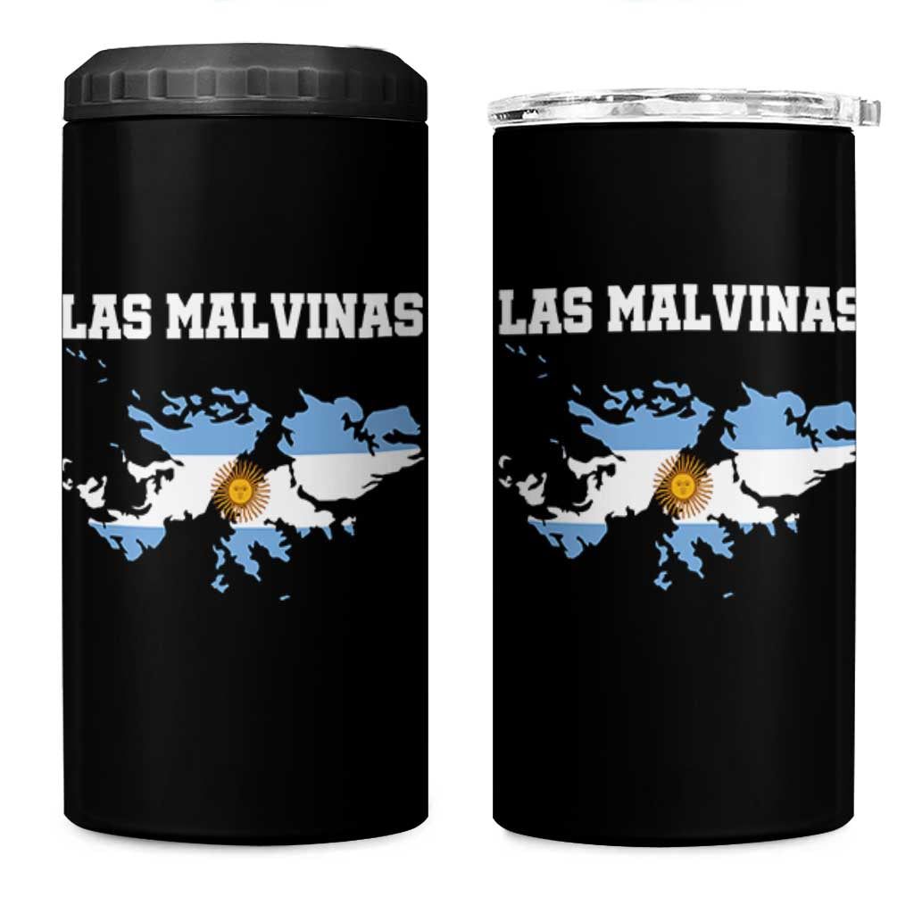 Las Malvinas Island Map Flag Graphic 4 in 1 Can Cooler Tumbler Patriotic Sovereignty Argentine Heritage Sun of May Pride
