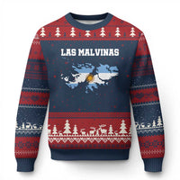 Las Malvinas Island Map Flag Graphic Ugly Christmas Sweater Patriotic Sovereignty Argentine Heritage Sun of May Pride