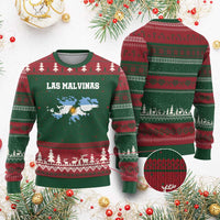 Las Malvinas Island Map Flag Graphic Ugly Christmas Sweater Patriotic Sovereignty Argentine Heritage Sun of May Pride