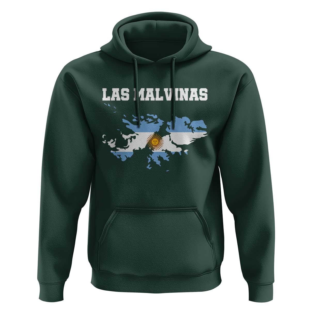 Las Malvinas Island Map Flag Graphic Hoodie Patriotic Sovereignty Argentine Heritage Sun of May Pride