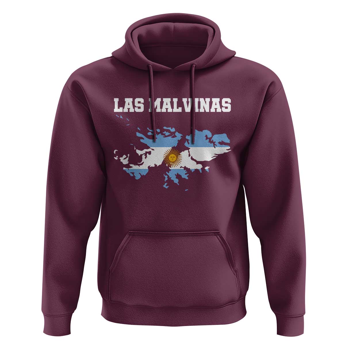 Las Malvinas Island Map Flag Graphic Hoodie Patriotic Sovereignty Argentine Heritage Sun of May Pride