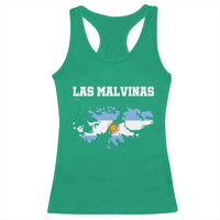 Las Malvinas Island Map Flag Graphic Racerback Tank Top Patriotic Sovereignty Argentine Heritage Sun of May Pride