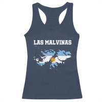 Las Malvinas Island Map Flag Graphic Racerback Tank Top Patriotic Sovereignty Argentine Heritage Sun of May Pride