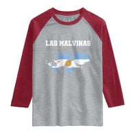 Las Malvinas Island Map Flag Graphic Raglan Shirt Patriotic Sovereignty Argentine Heritage Sun of May Pride