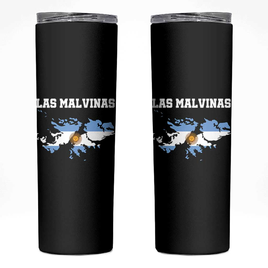 Las Malvinas Island Map Flag Graphic Skinny Tumbler Patriotic Sovereignty Argentine Heritage Sun of May Pride