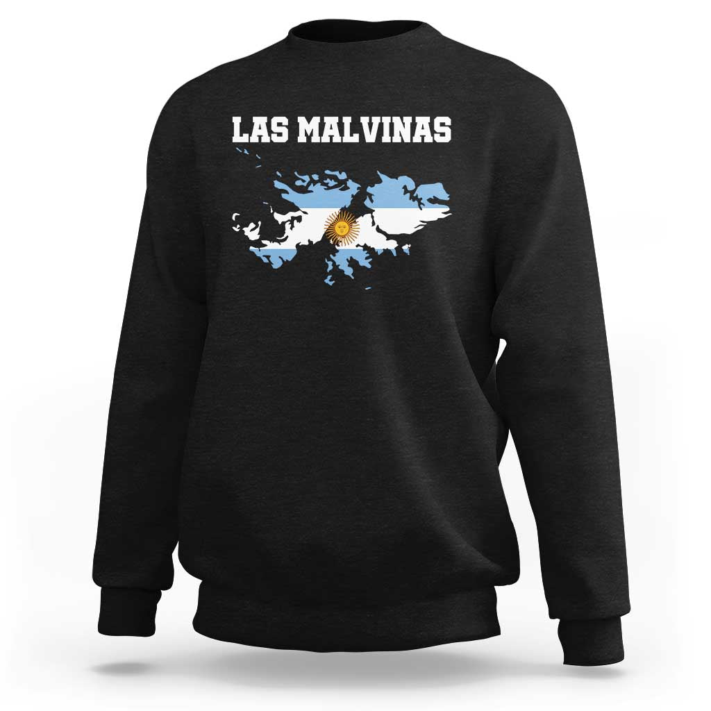Las Malvinas Island Map Flag Graphic Sweatshirt Patriotic Sovereignty Argentine Heritage Sun of May Pride