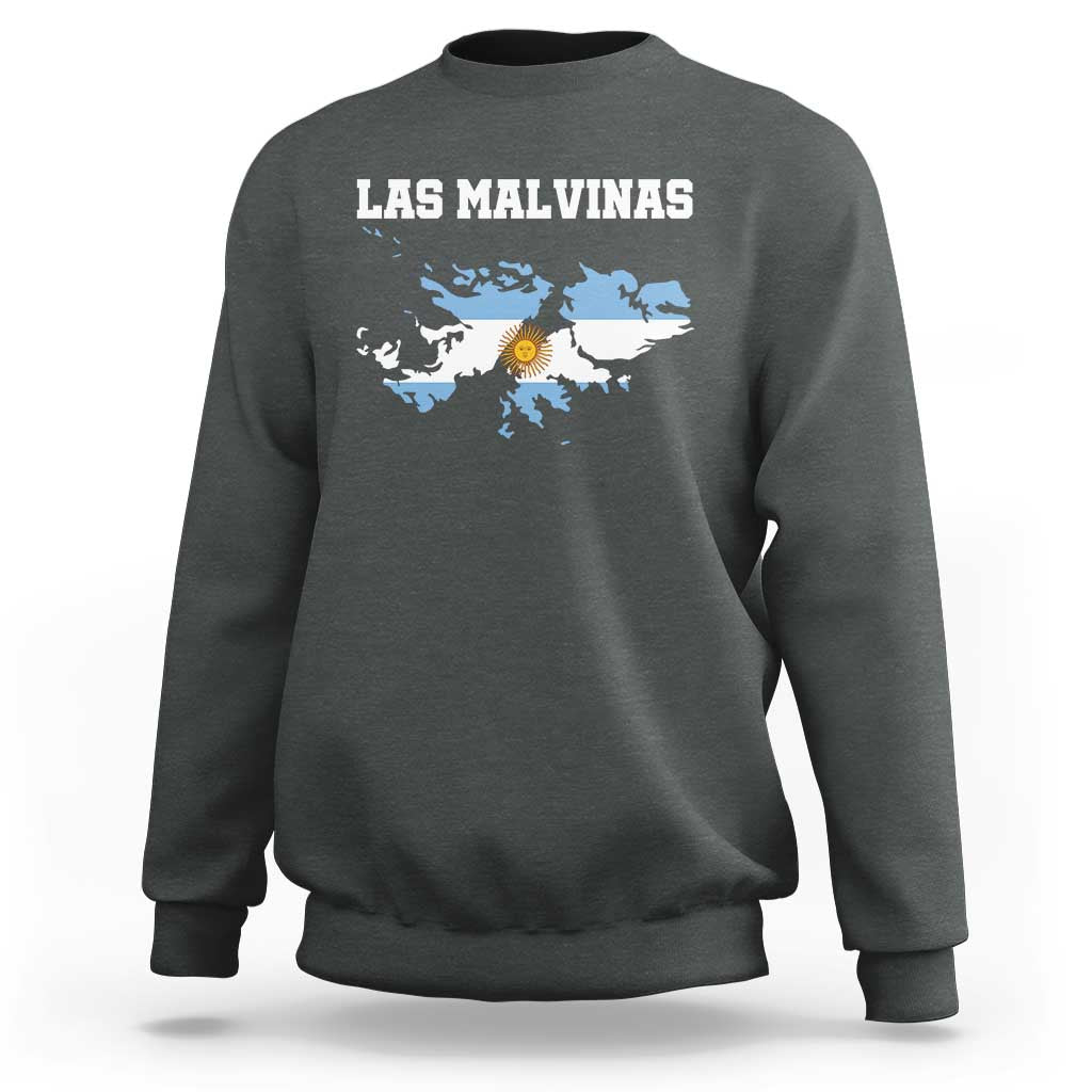 Las Malvinas Island Map Flag Graphic Sweatshirt Patriotic Sovereignty Argentine Heritage Sun of May Pride