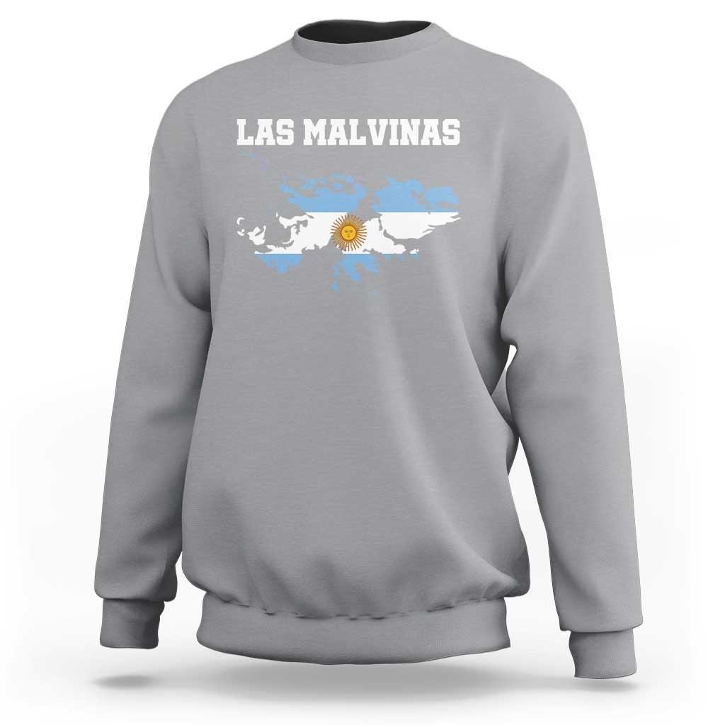 Las Malvinas Island Map Flag Graphic Sweatshirt Patriotic Sovereignty Argentine Heritage Sun of May Pride
