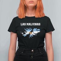 Las Malvinas Island Map Flag Graphic T Shirt For Women Patriotic Sovereignty Argentine Heritage Sun of May Pride