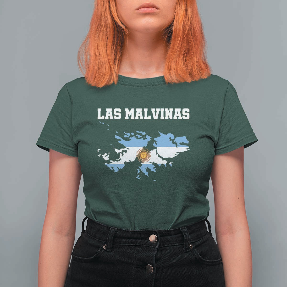 Las Malvinas Island Map Flag Graphic T Shirt For Women Patriotic Sovereignty Argentine Heritage Sun of May Pride