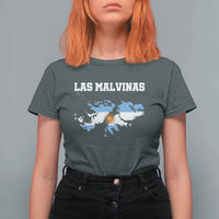 Las Malvinas Island Map Flag Graphic T Shirt For Women Patriotic Sovereignty Argentine Heritage Sun of May Pride