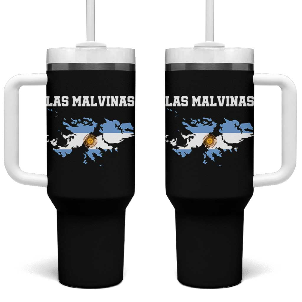 Las Malvinas Island Map Flag Graphic Tumbler With Handle Patriotic Sovereignty Argentine Heritage Sun of May Pride