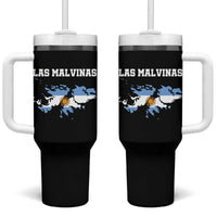 Las Malvinas Island Map Flag Graphic Tumbler With Handle Patriotic Sovereignty Argentine Heritage Sun of May Pride