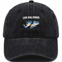 Las Malvinas Island Map Flag Graphic Washed Cotton Baseball Cap Patriotic Sovereignty Argentine Heritage Sun of May Pride