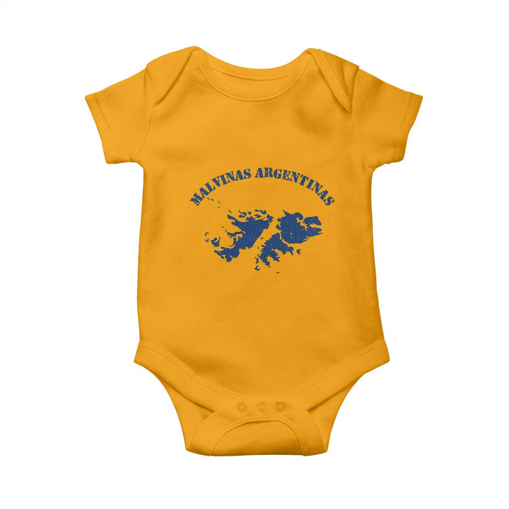 Retro Malvinas Argentinas Distressed Map Graphic Baby Onesie Argentine Island Sovereignty Heritage Pride