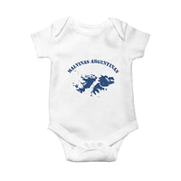Retro Malvinas Argentinas Distressed Map Graphic Baby Onesie Argentine Island Sovereignty Heritage Pride