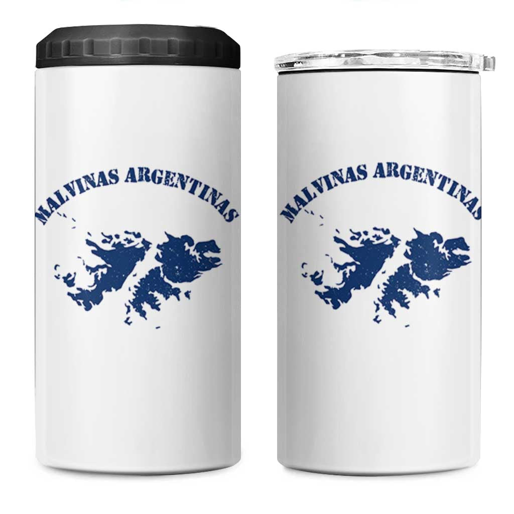 Retro Malvinas Argentinas Distressed Map Graphic 4 in 1 Can Cooler Tumbler Argentine Island Sovereignty Heritage Pride